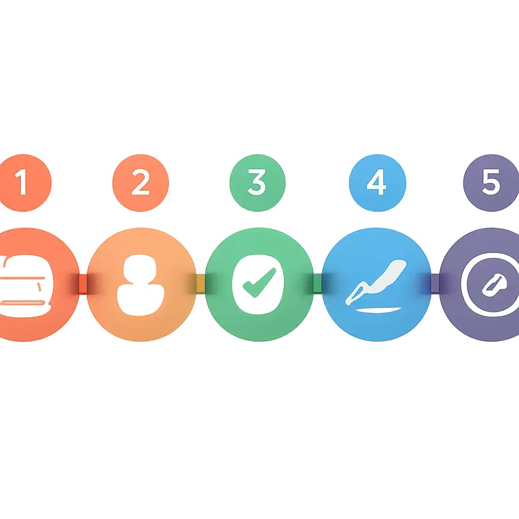 Five numbered circular icons connected by arrows in a horizontal flow, Is Crash Game Rigged? Provably Fair and RTP