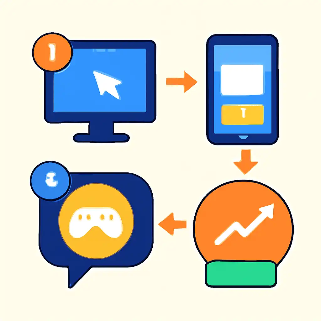 Annotated step diagram: choosing a platform process with numbered callouts, Crash Game