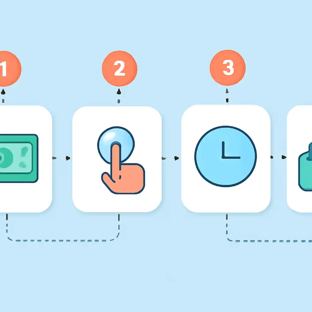 Annotated step diagram: payout timings process with numbered callouts, Crash Game